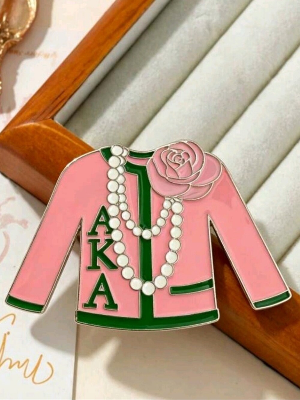 Pink and Green AKA Pin For Scarf Hat Or Purse
